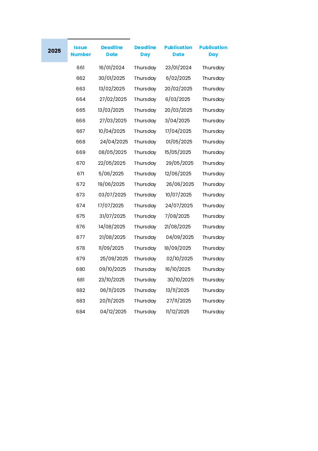 2023 Amended Deadline Dates